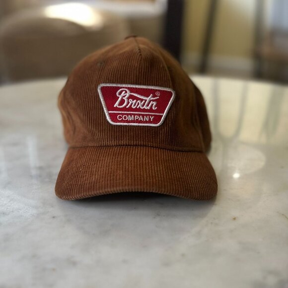 BRIXTON Linwood Netplus Bison Corduroy Snapback Hat | Corduroy Cap Red Patch - Picture 1 of 4